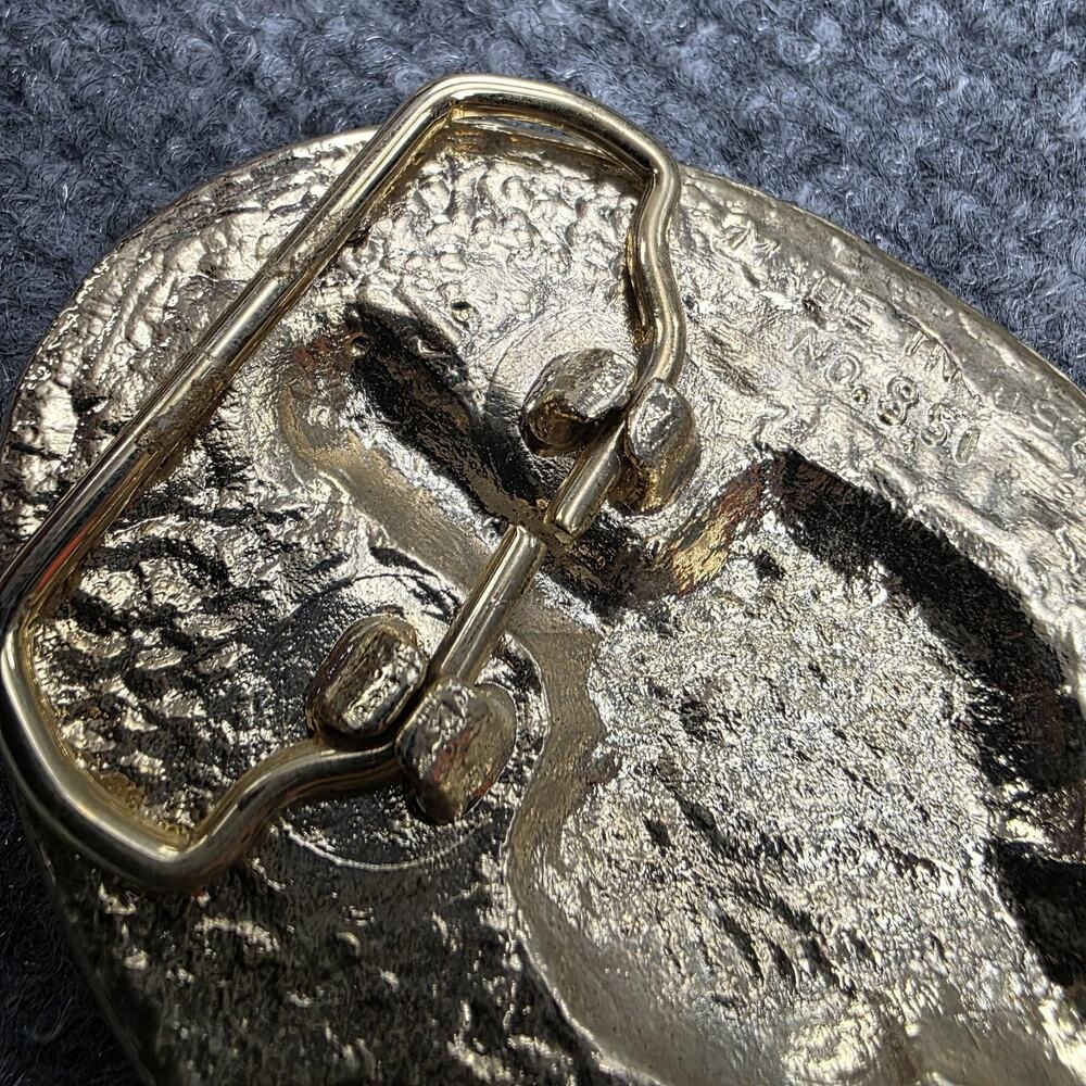 Vintage Brass Tone Belt Buckle Indian Chief Head USA No. 851 3x2.5in Western - Picture 8 of 10